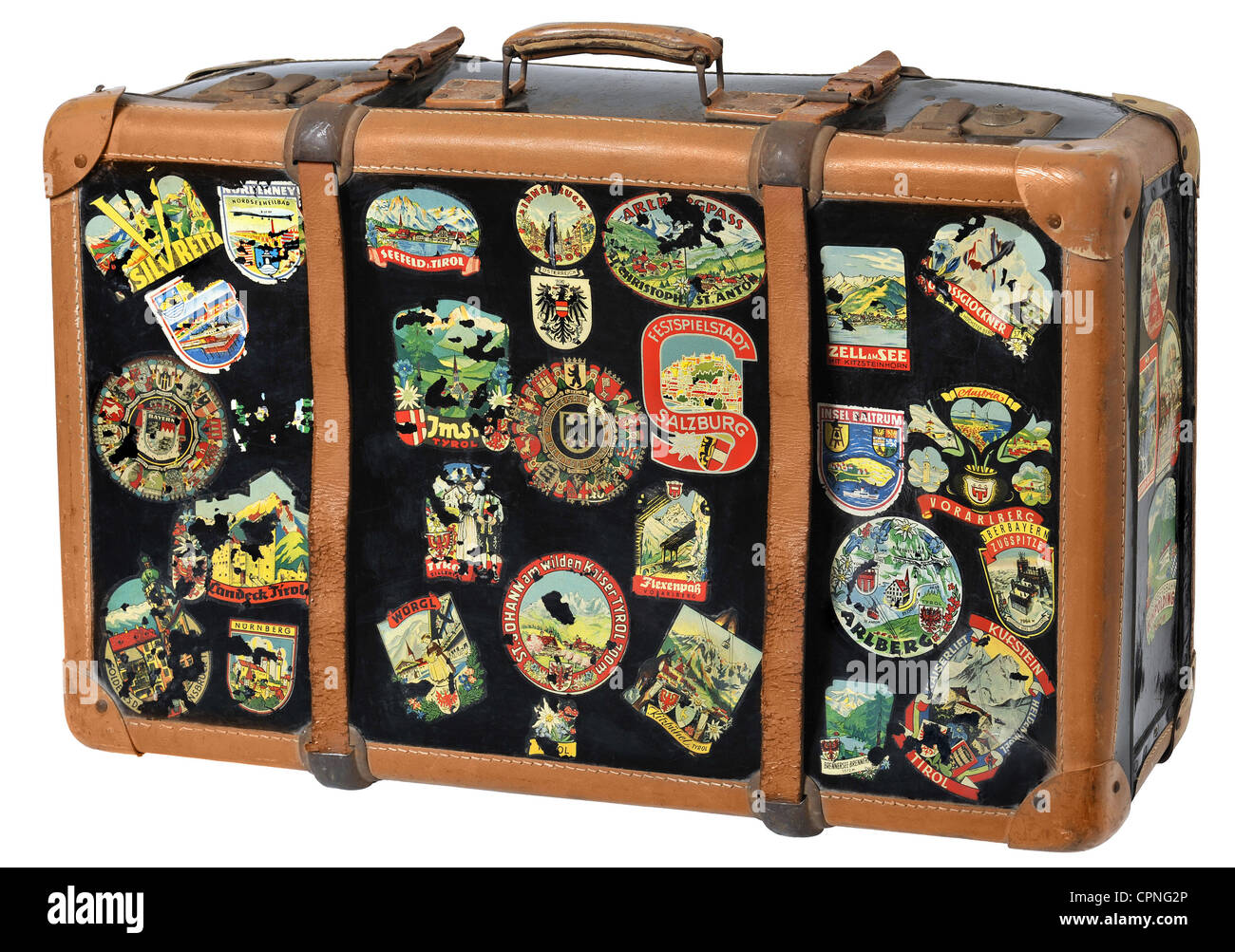 tourism, suitcase with suitcase sticker, mainly from Austria and Bavaria, Germany, circa 1960, Additional-Rights-Clearences-Not Available Stock Photo