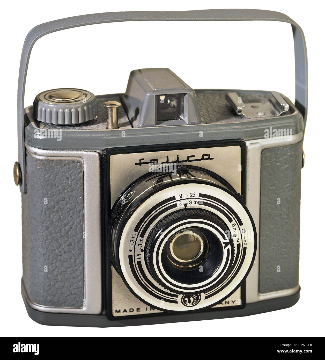 photography, camera, photo camera 'felica', made by: Vredeborch, Nordenham, 3 exposure times possible: 1/25 sec, 1/50 sec and B, Meniscus lens with aperture 8, Germany, 1954, Additional-Rights-Clearences-Not Available Stock Photo