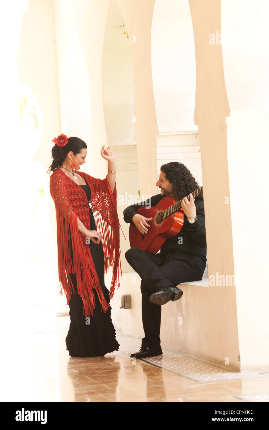 Spanish singer and guitarist playing flamenco songs Stock Photo Alamy