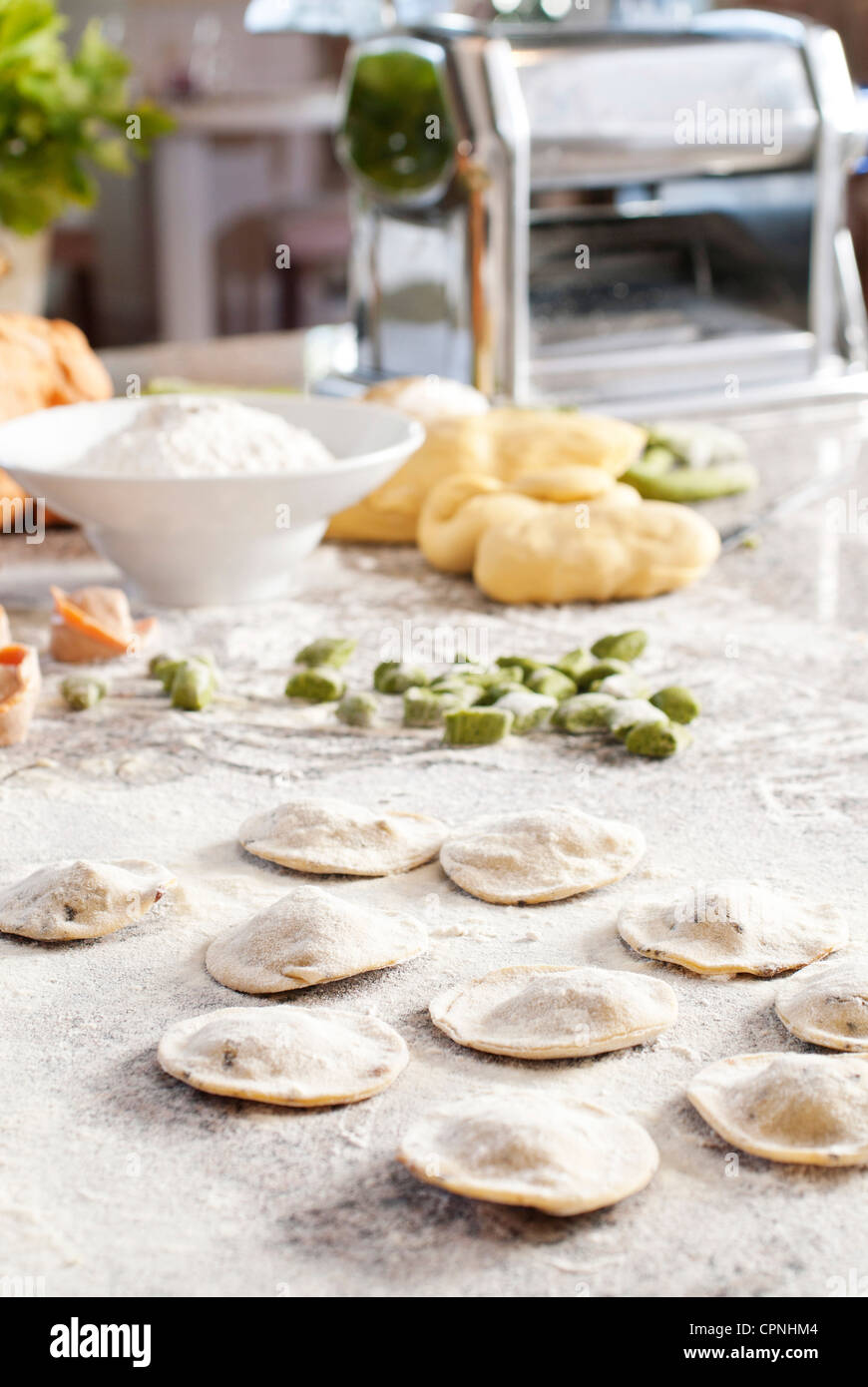 fresh pasta making Stock Photo Alamy