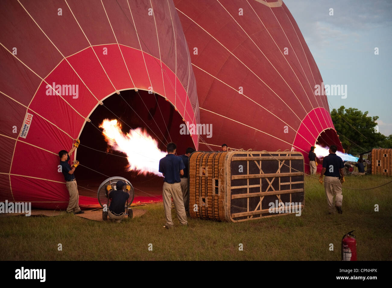 Hot Air Balloon Preparation Stock Photo Alamy