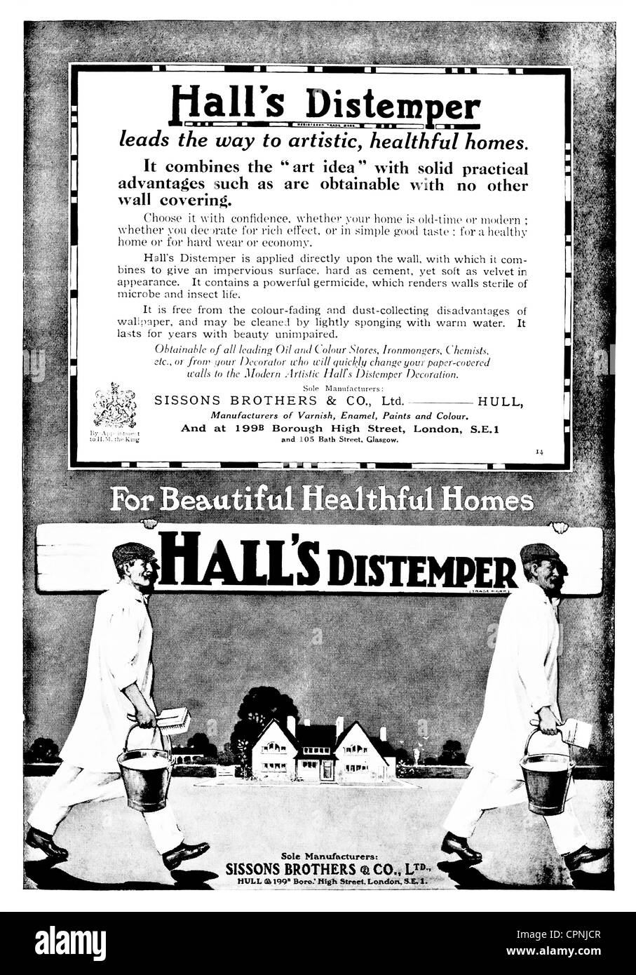 1920s 'Homes & Gardens' magazine advertisement for 'Hall's Distemper' - UK. Stock Photo