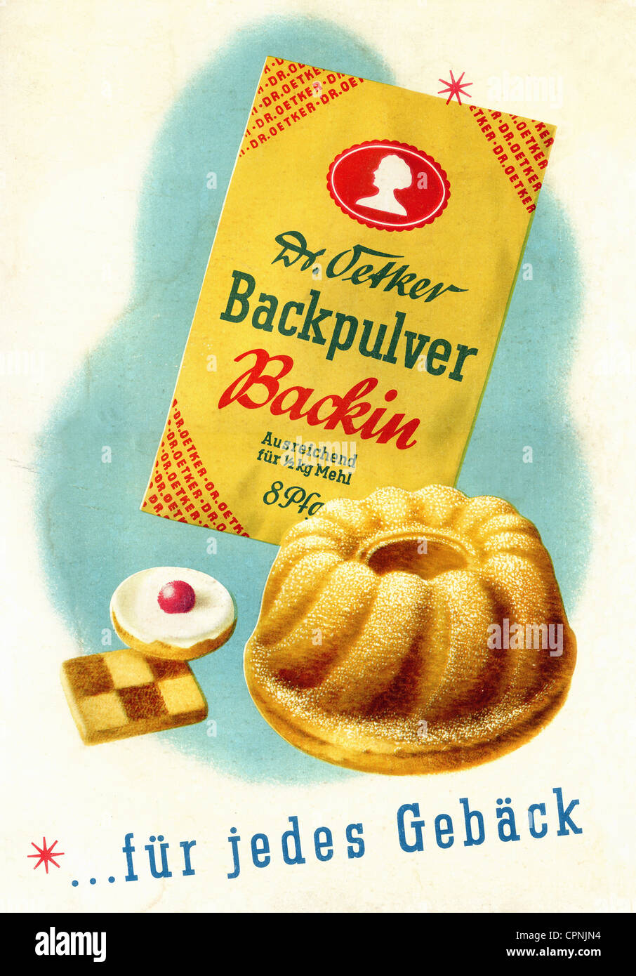 advertising, food, Dr. Oetker's baking powder Backin, invented 1891 by