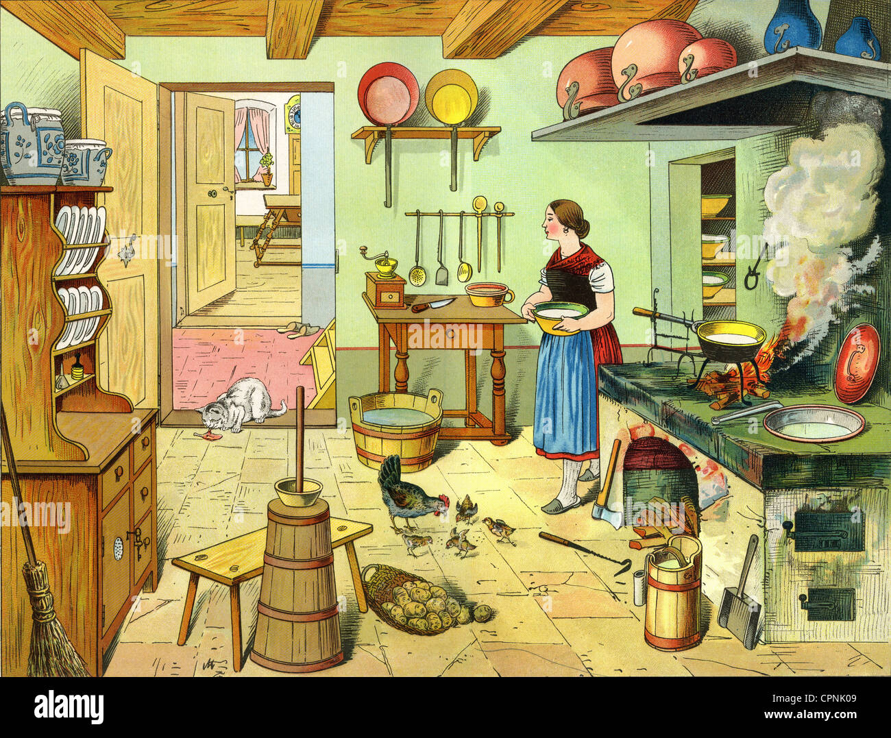 Victorian Kitchen Maid - Cook Preparing Food . in Authentic Victorian  Kitchen Editorial Stock Image - Image of theme, black: 71168909