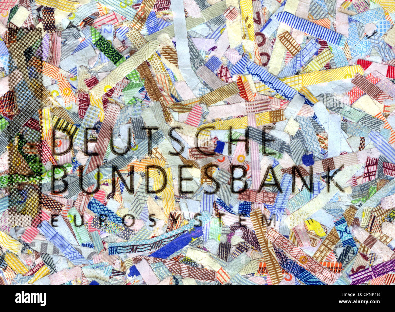 money / finances, banknote, Germany, Euro granulate, existing only still with circa 1 centimeter long wrapper, launched by the German Central Bank as souvenir in polythene sheet, 2011, Additional-Rights-Clearences-Not Available Stock Photo