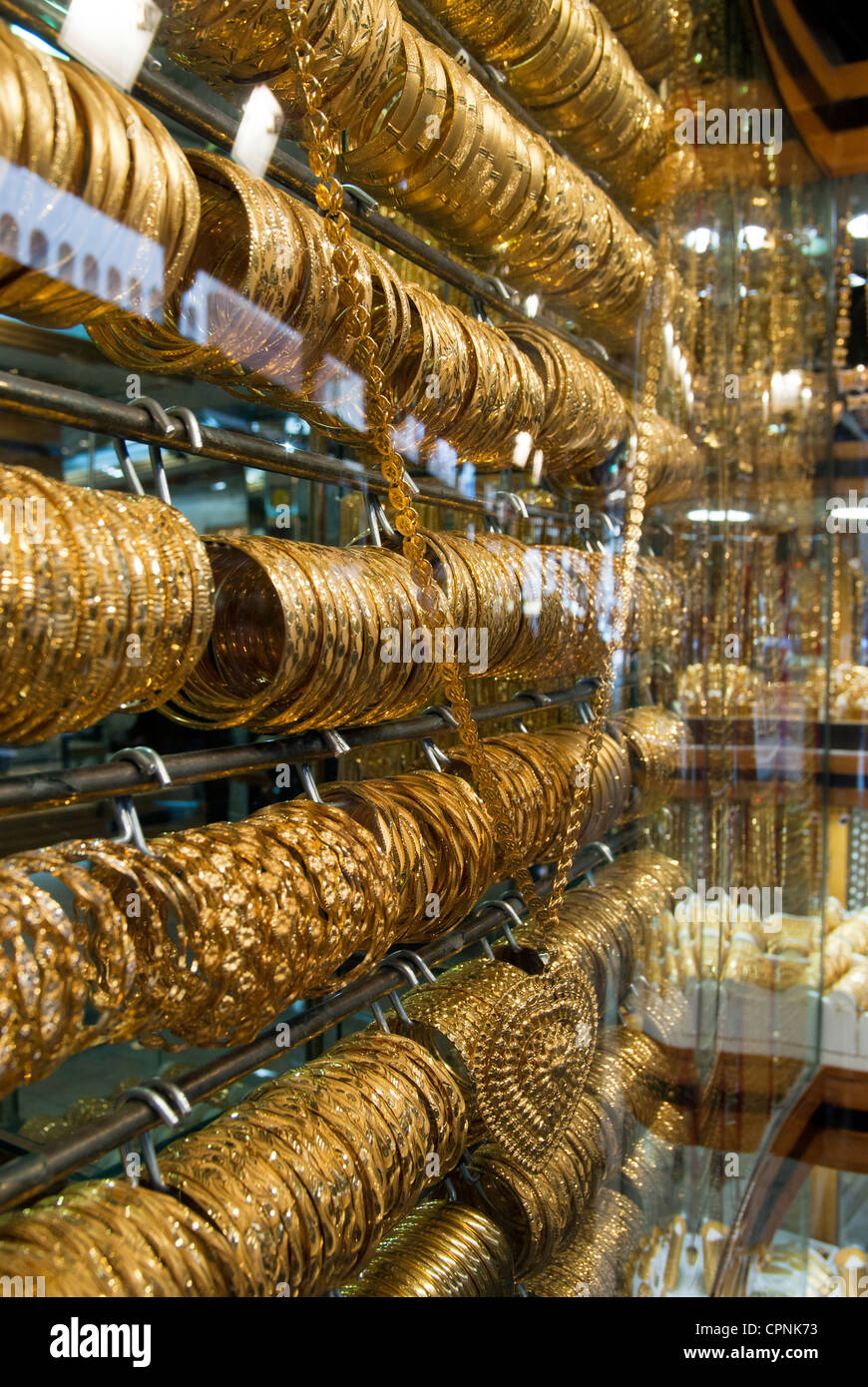 gold displayed in dubai gold souq Stock Photo