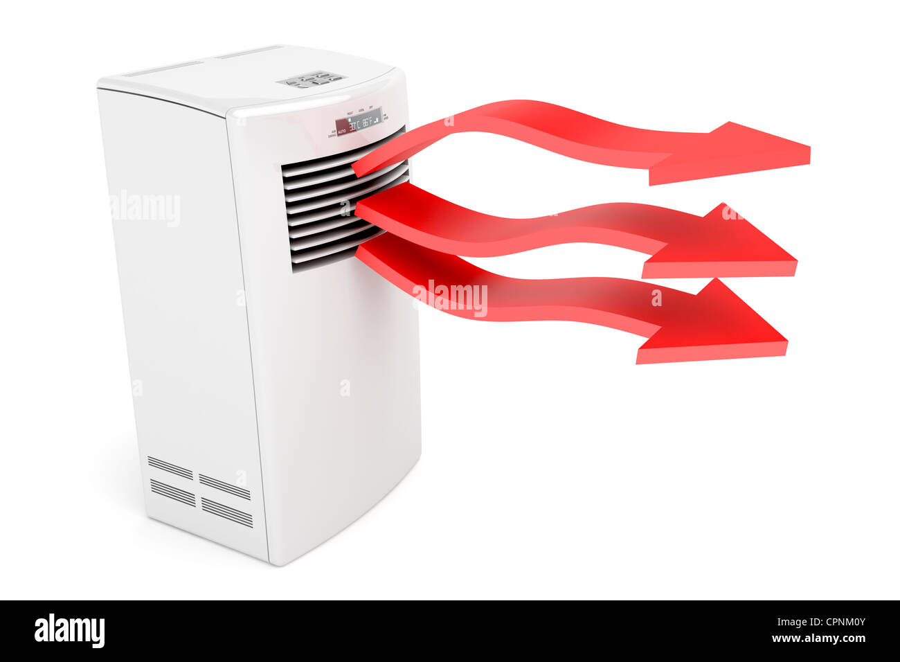 Air conditioner blowing hot air on white background Stock Photo Alamy