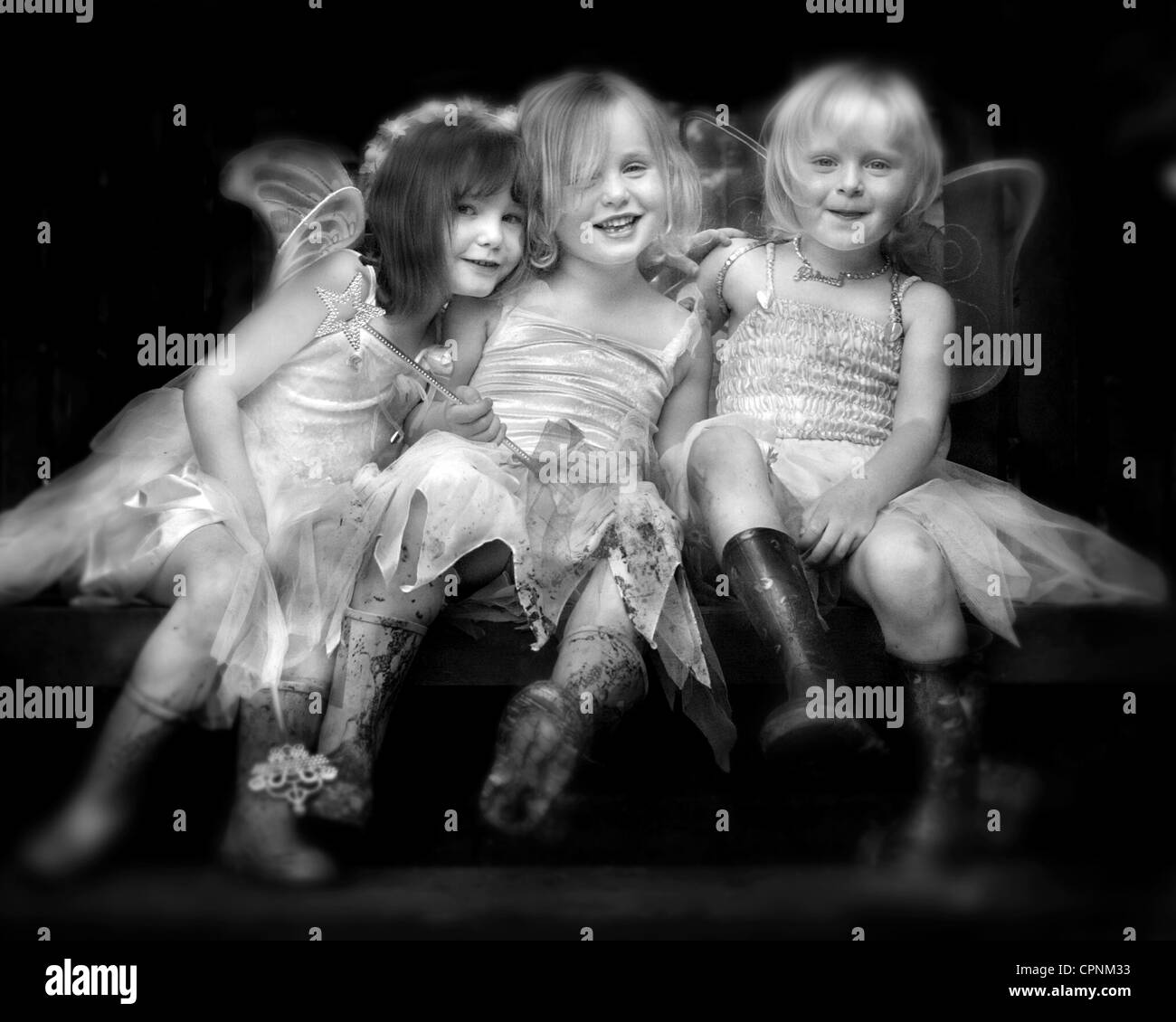 children dressing up as fairies Stock Photo