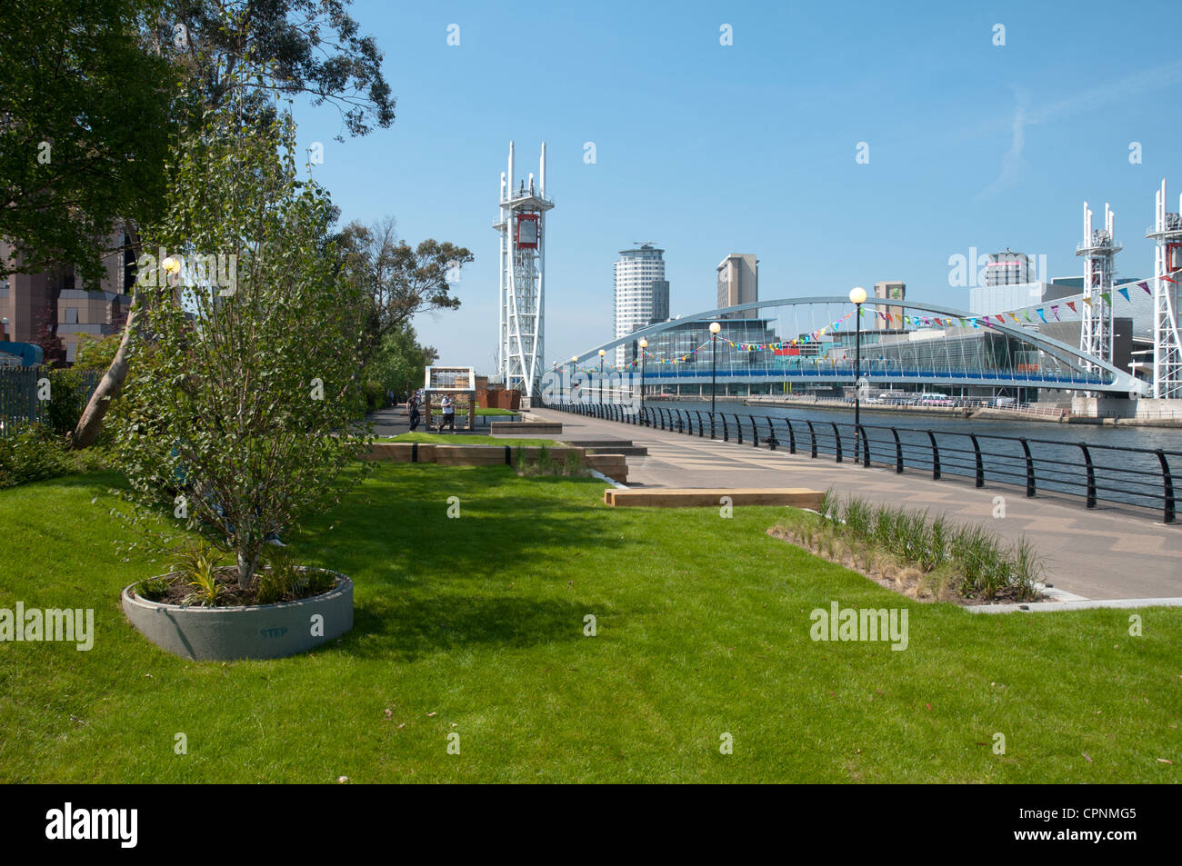 New (May 2012) landscaping works on Trafford Wharf, Salford Quays, Manchester, England, UK Stock Photo