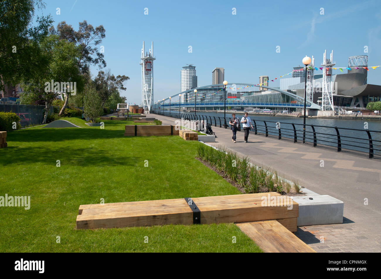 New (May 2012) landscaping works on Trafford Wharf, Salford Quays, Manchester, England, UK Stock Photo