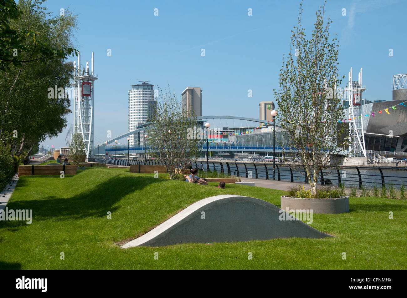 New (May 2012) landscaping works on Trafford Wharf, Salford Quays, Manchester, England, UK Stock Photo