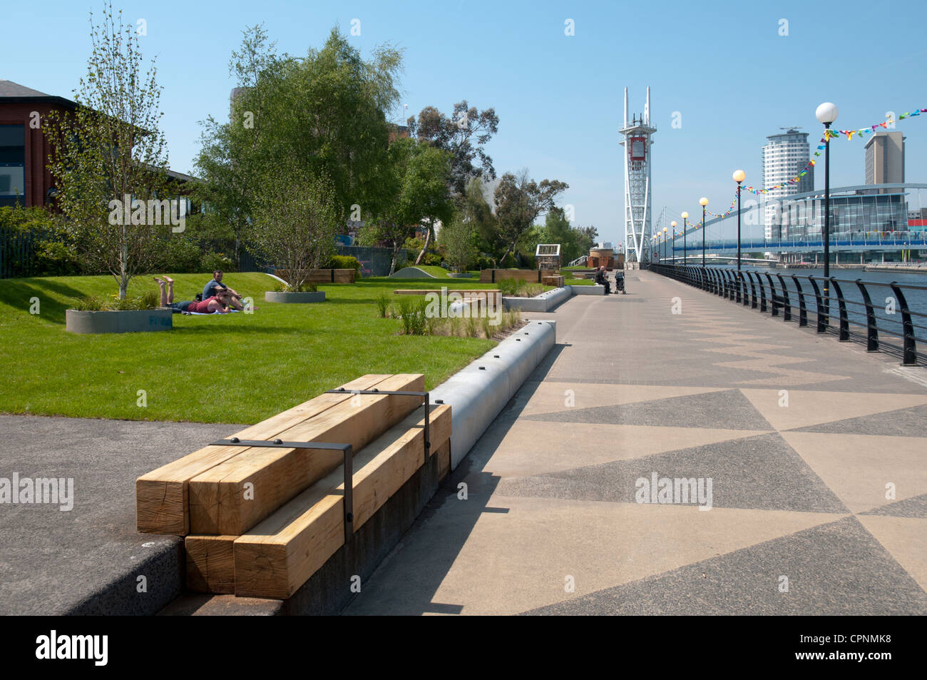 New (May 2012) landscaping works on Trafford Wharf, Salford Quays, Manchester, England, UK Stock Photo