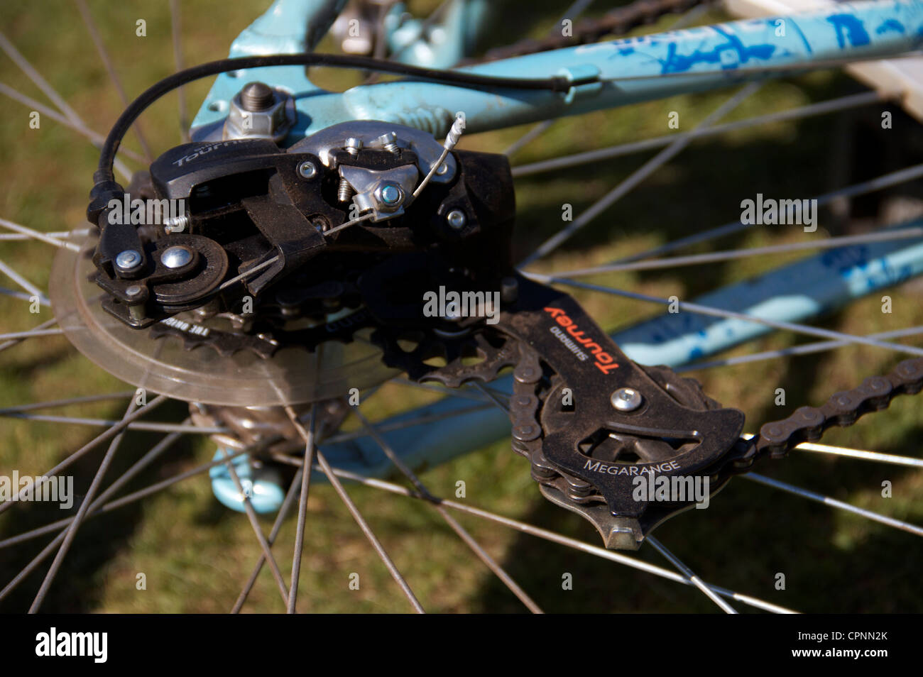 Bike gear, chain and derailleur Stock Photo Alamy
