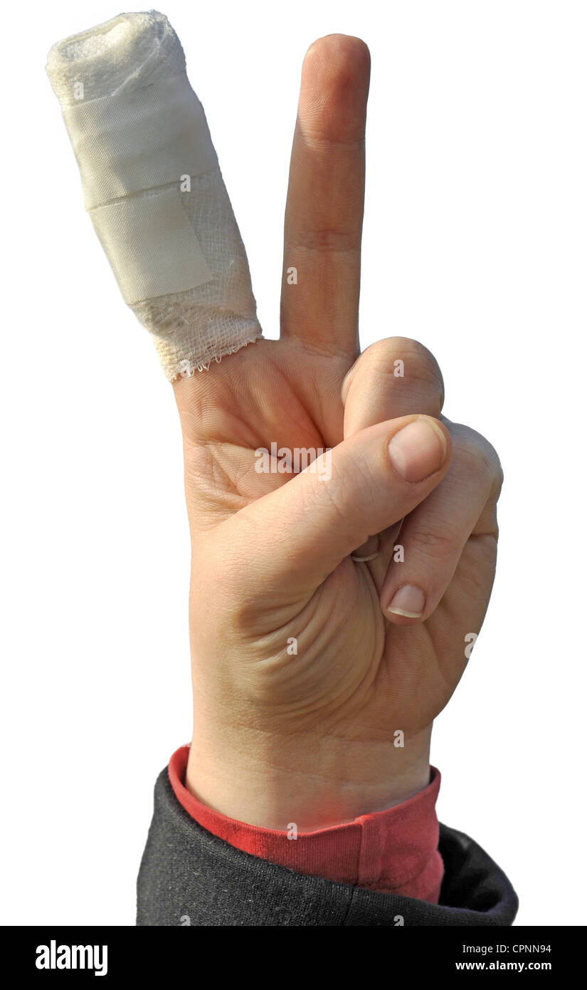symbols, victory sign, hand, with one wounded finger, Germany, Additional-Rights-Clearance-Info-Not-Available Stock Photo