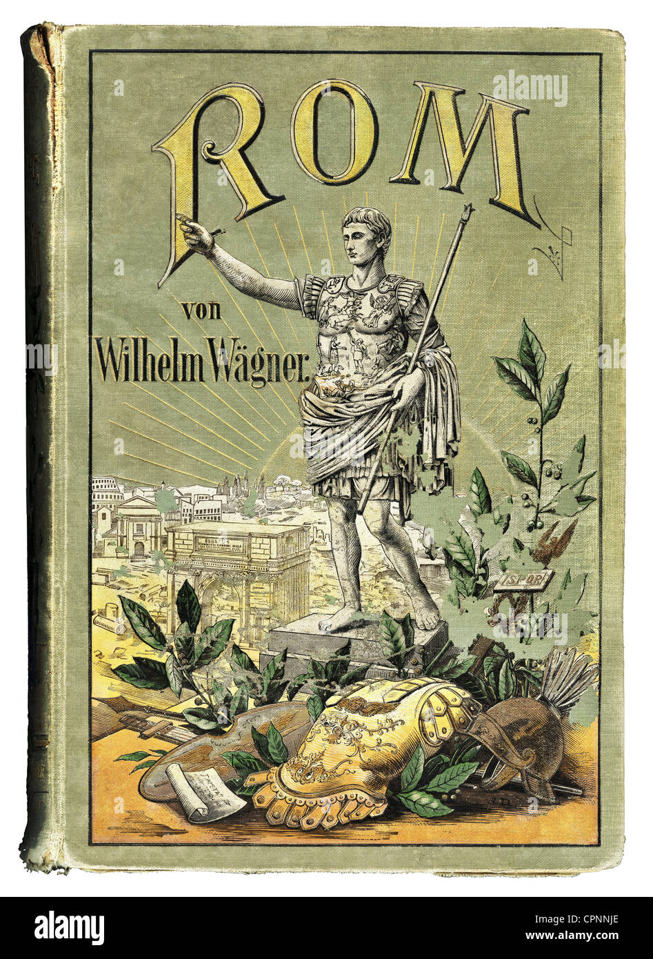 literature, history and culture of the Roman nation, by Wilhelm Waegner, Otto Spamer publishing house, Leipzig, title illustration with statue of emperor Augustus, Germany, 1899, Additional-Rights-Clearences-Not Available Stock Photo