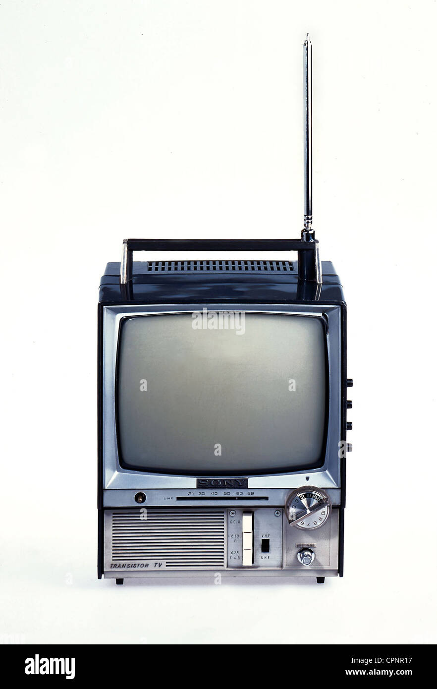 broadcast, television, Sony Transistor TV CVM-306UMP, with button for different broadcast standards, Japan, 1968, Additional-Rights-Clearences-Not Available Stock Photo