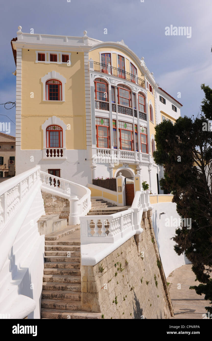 Costa De Ses Voltes Hotel above Mahon Harbour, Menorca, Spain Stock Photo
