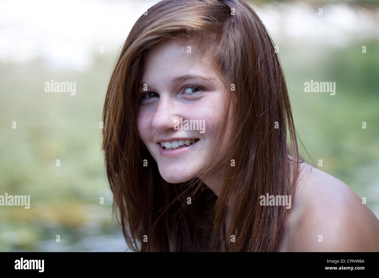 PORTRAIT OF ADOLESCENT GIRL Stock Photo