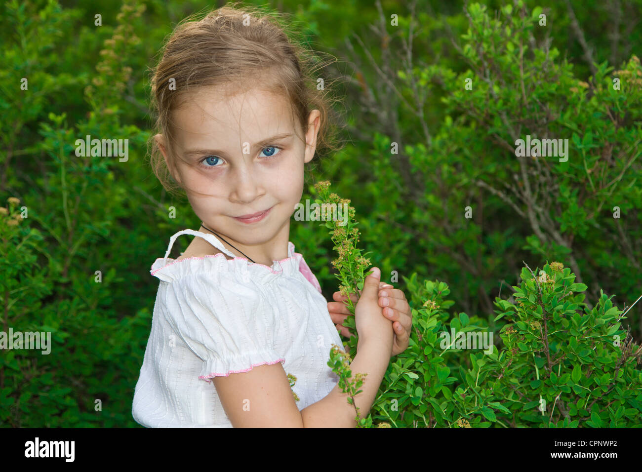 Beautiful girl in the forest outdoor Stock Photo - Alamy
