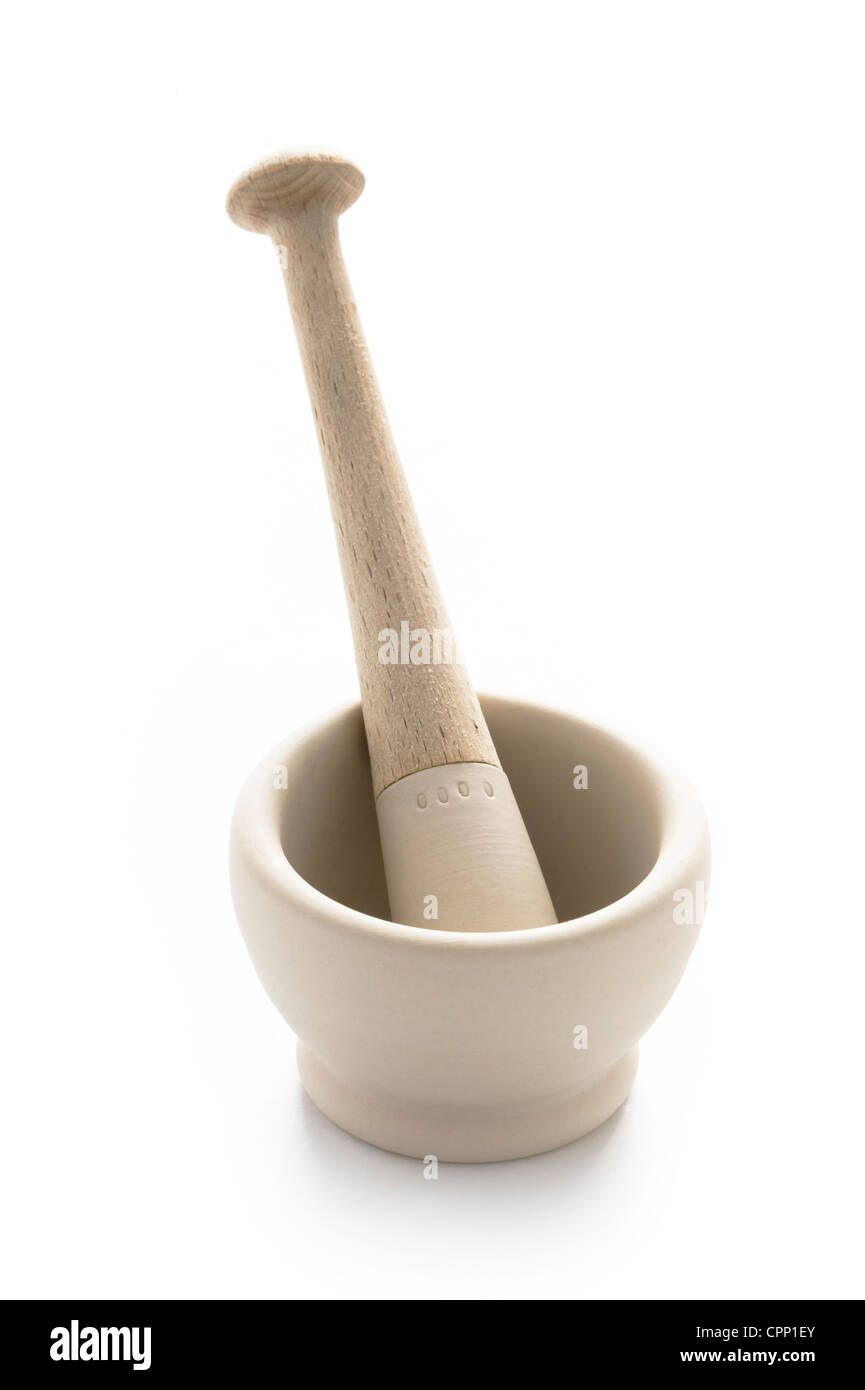 pestle and mortar isolated on white background Stock Photo