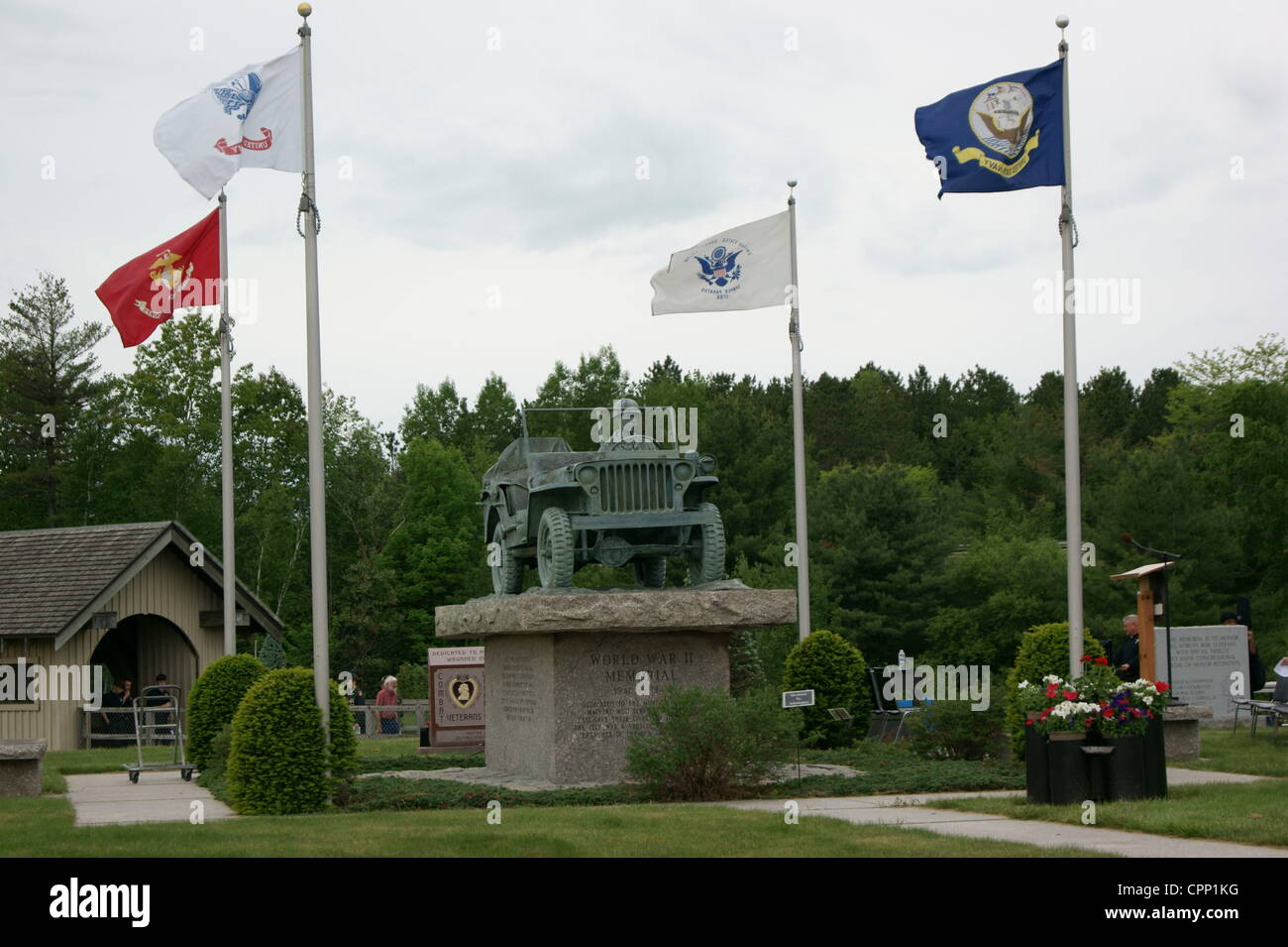Wold War II monument on Memorial Day at Cole's Transportation Museum