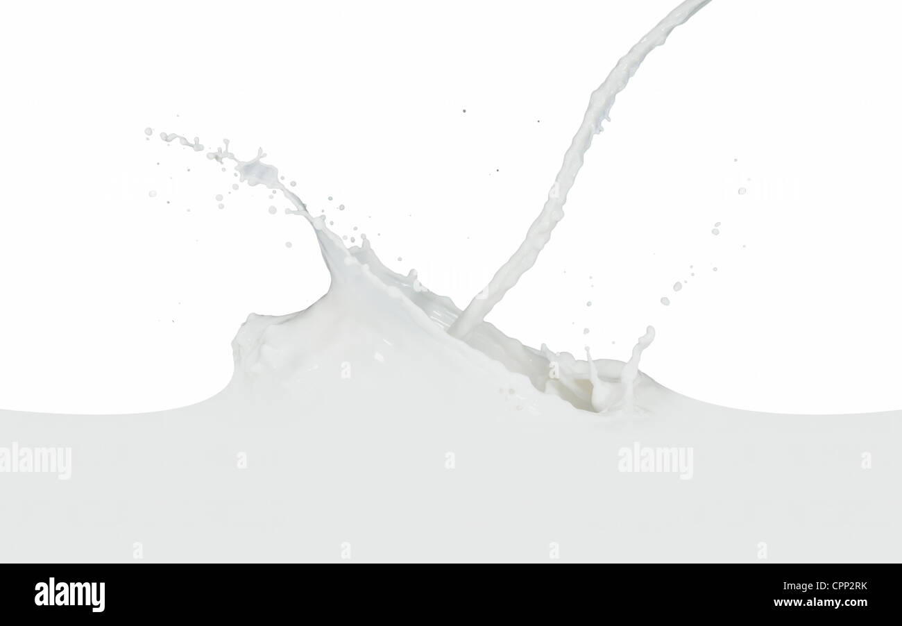 splashing milk isolated on white background Stock Photo - Alamy
