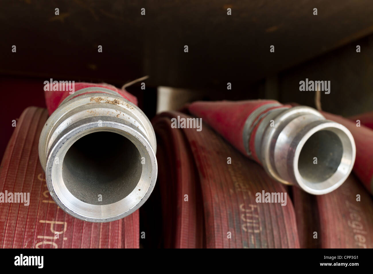 Fire hoses of a fire truck Stock Photo Alamy
