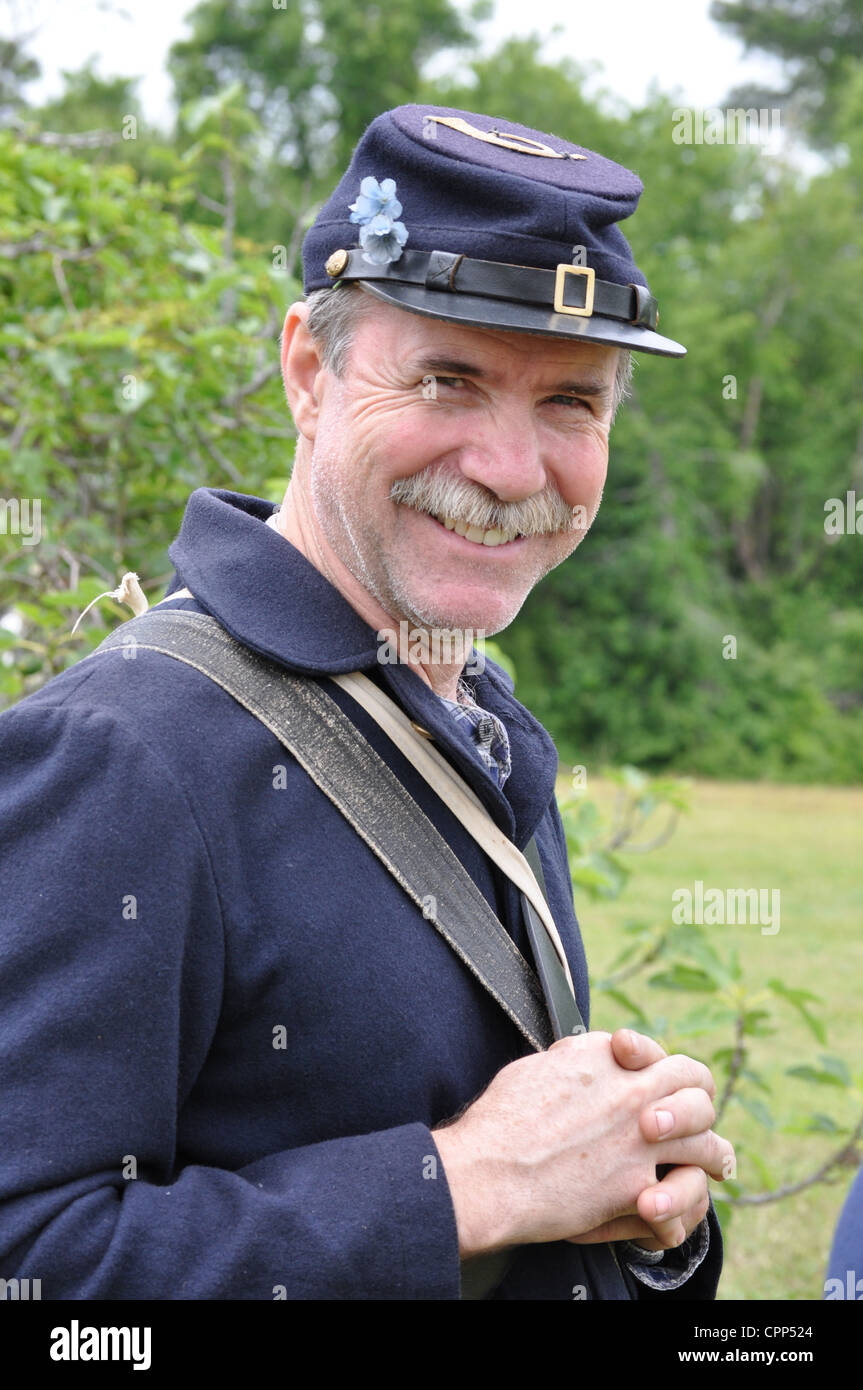 A Union Civil War soldier at the Battle of Plymouth reenactment Stock