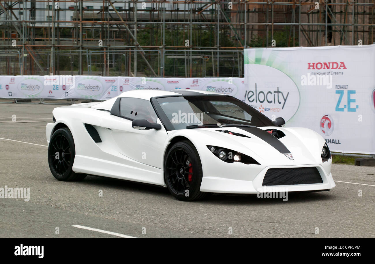 Evelio K1 being demonstrated on the test track at ecovelocity 2011. Stock Photo