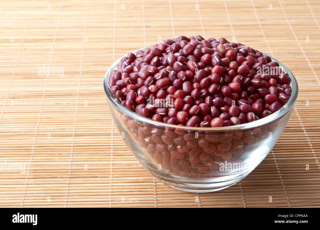 glass bowl full of adzuki beans Stock Photo