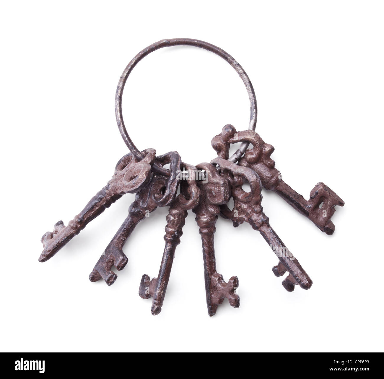 bunch of antique keys isolated on white background Stock Photo Alamy