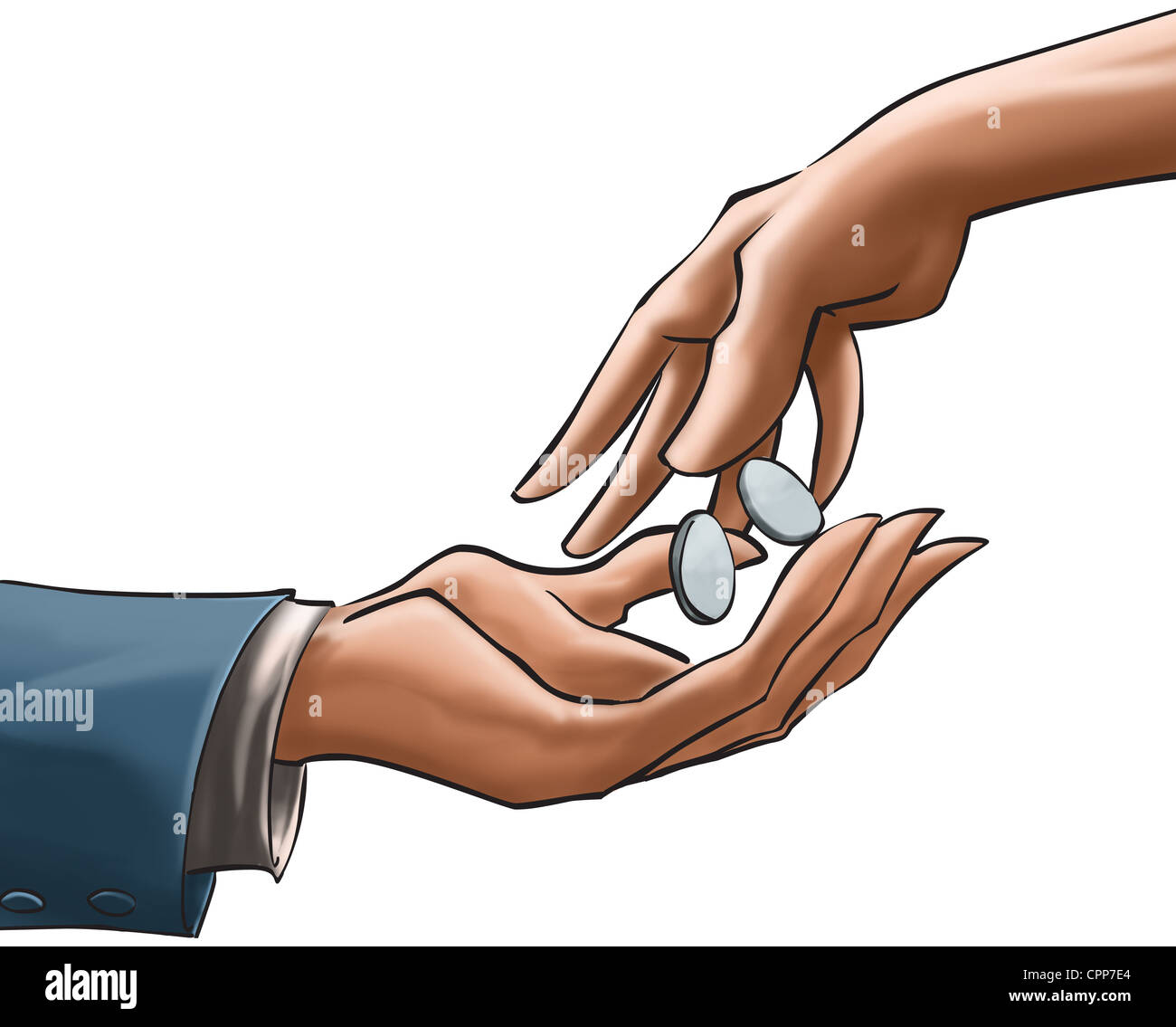 hand giving coins