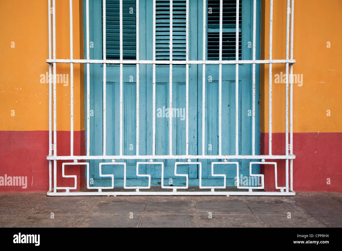 Colourful Door in Remedios, Cuba Stock Photo