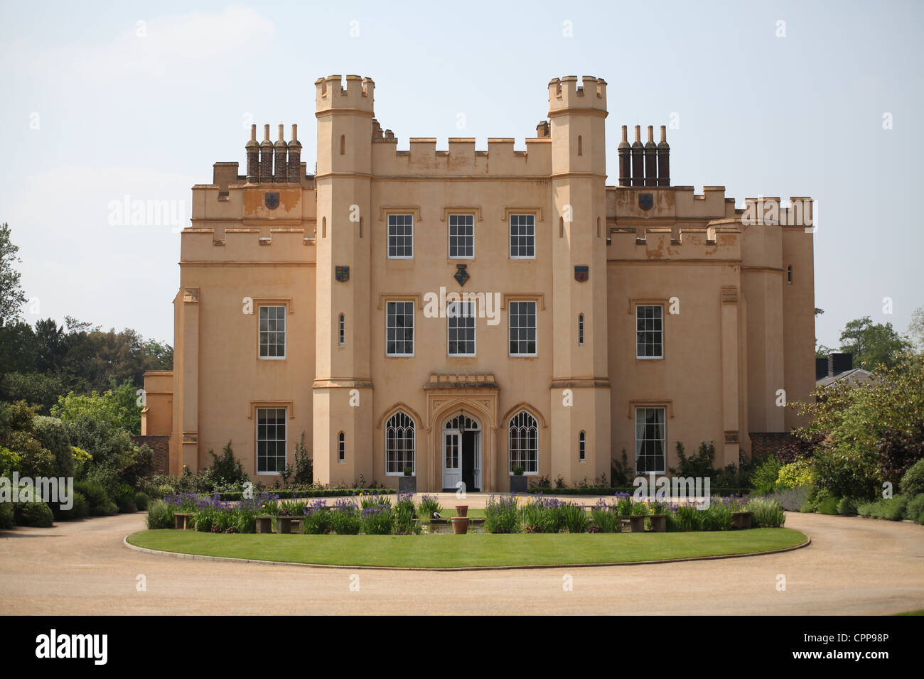 The front of Ditton Manor with the gravel driveway and pond in the ...