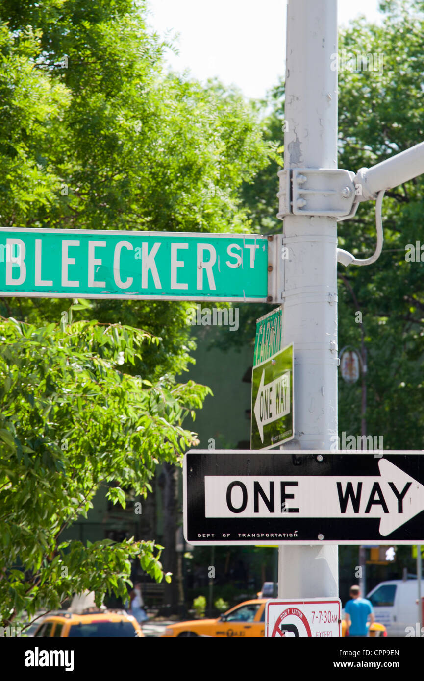 Iconic Bleeker Street sign in Greenwich Village new york city manhattan Stock Photo