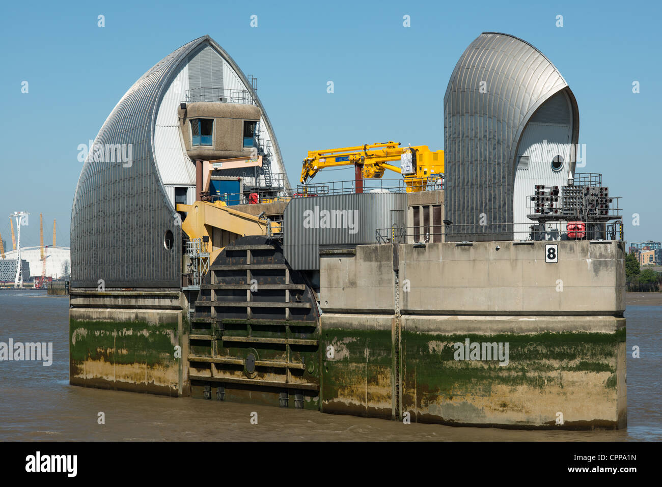 Thames Barrier, Woolwich, London, England. Stock Photo