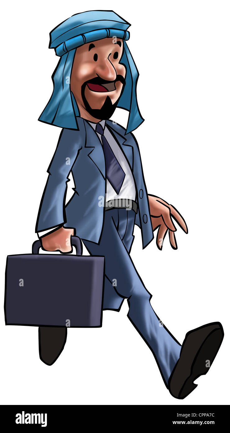 A arabian executive walking with his briefcase Stock Photo