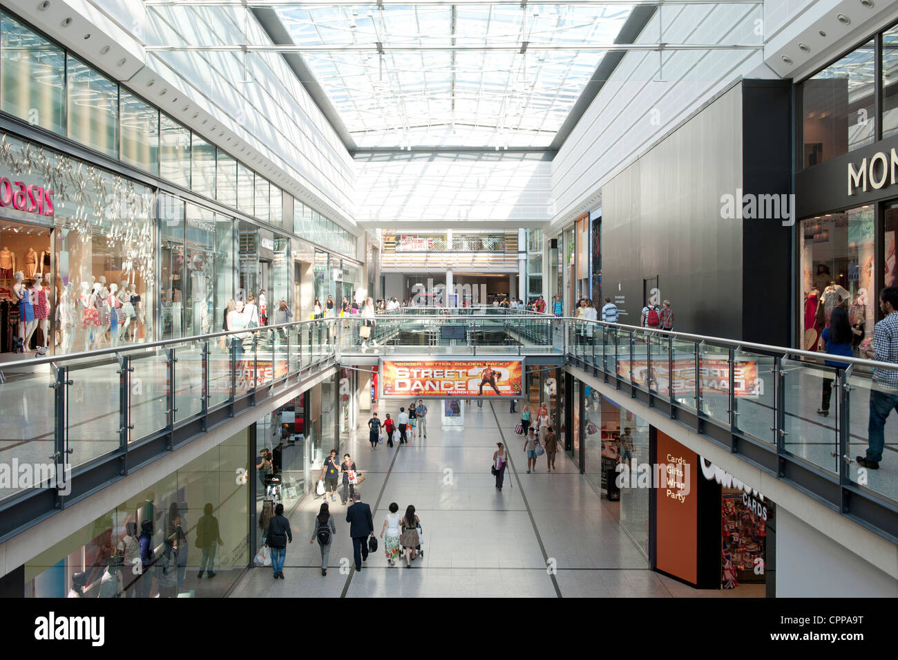 An internal shot of Manchester Arndale shopping centre mall located in