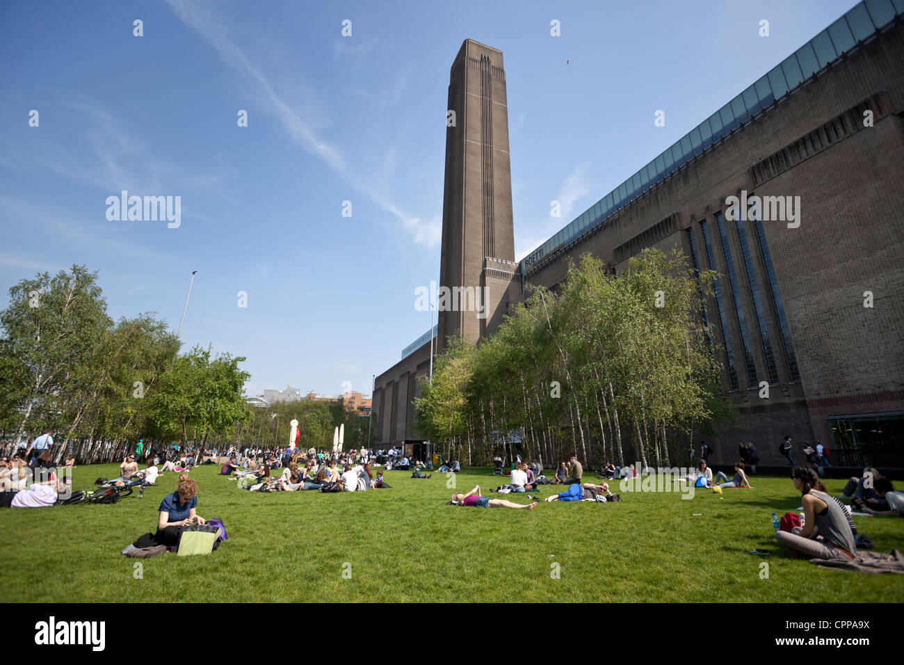 Tate Modern Gallery front, Southbank, London, England, UK Stock Photo