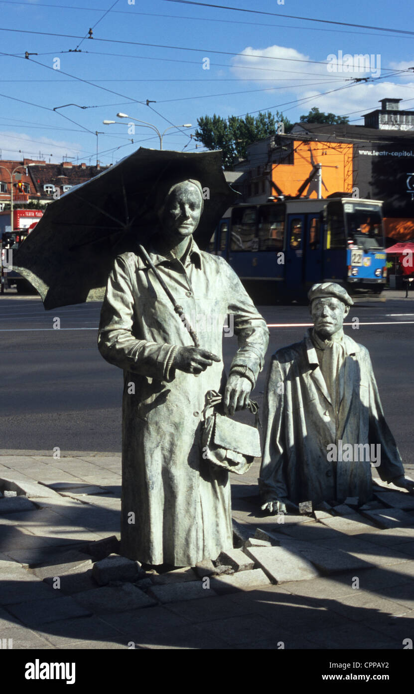 Anonymous Pedestrians statues by Jerzy Kalina, Wroclaw, Poland Stock Photo