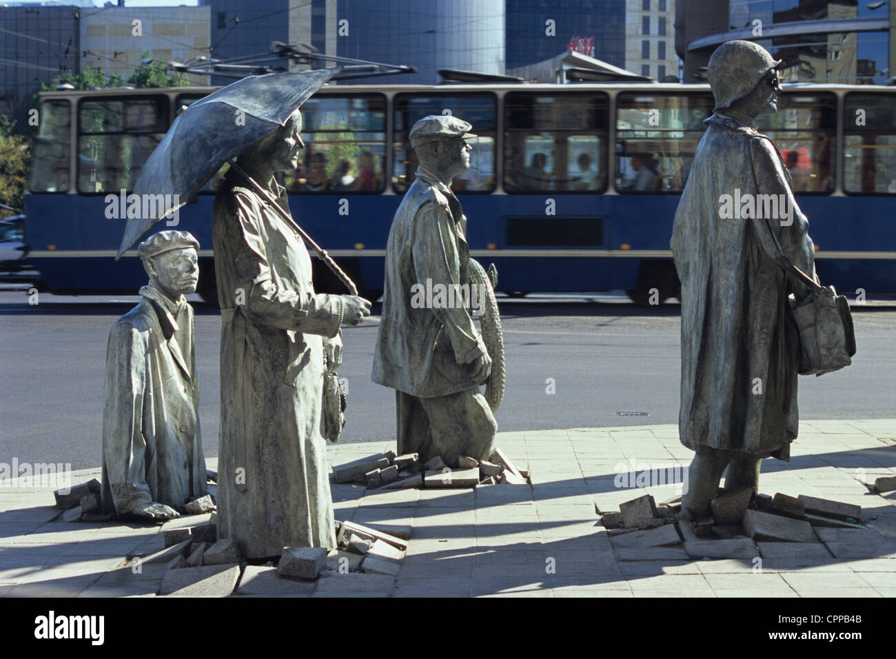 Anonymous Pedestrians statues by Jerzy Kalina, Wroclaw, Poland Stock Photo
