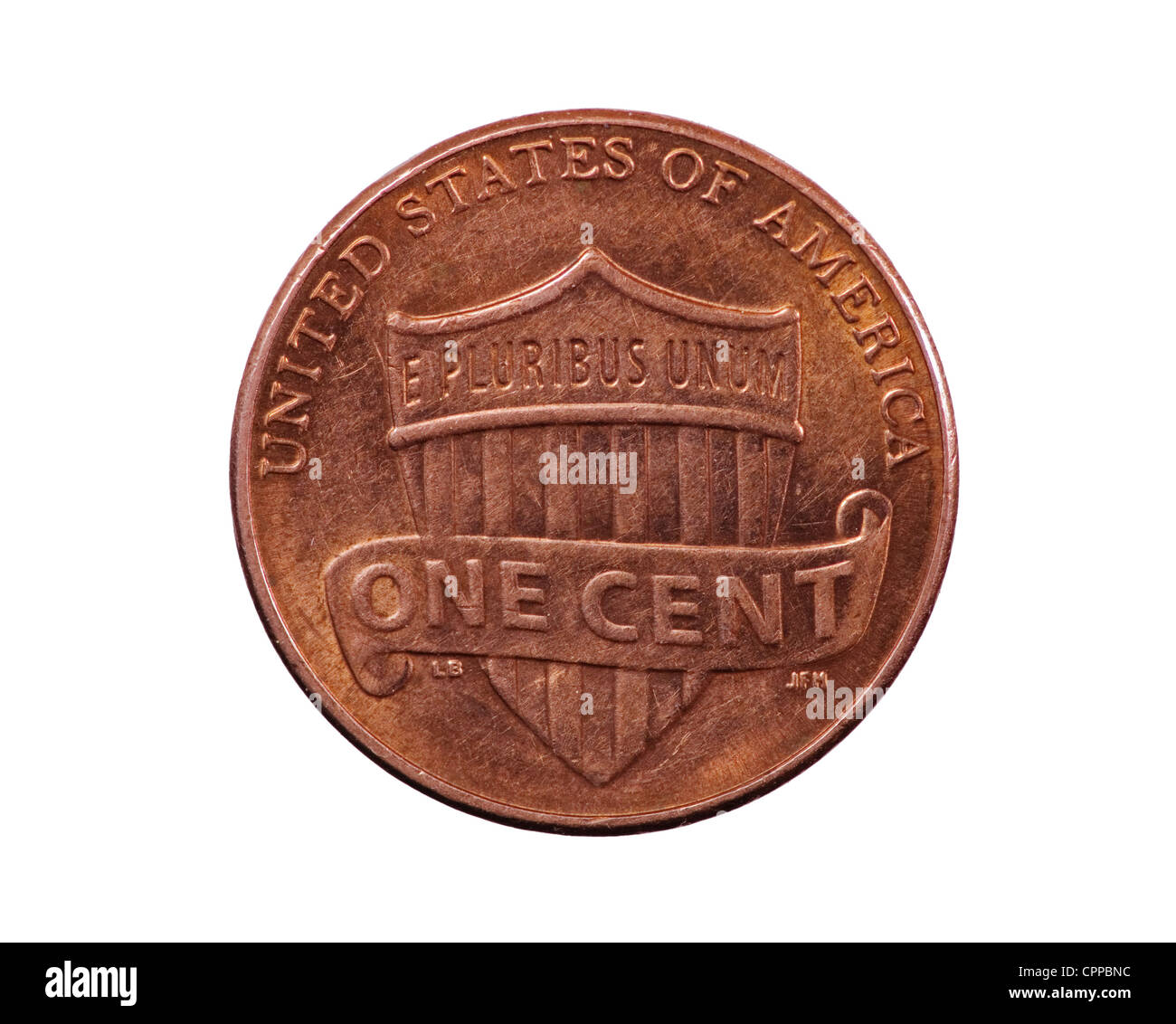 United States penny coin reverse with union shield design Stock Photo