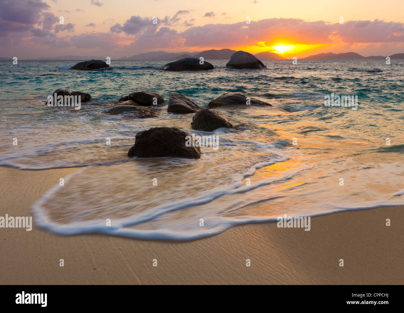 Virgin Gorda, British Virgin Islands, Caribbean Boulders awash in the
