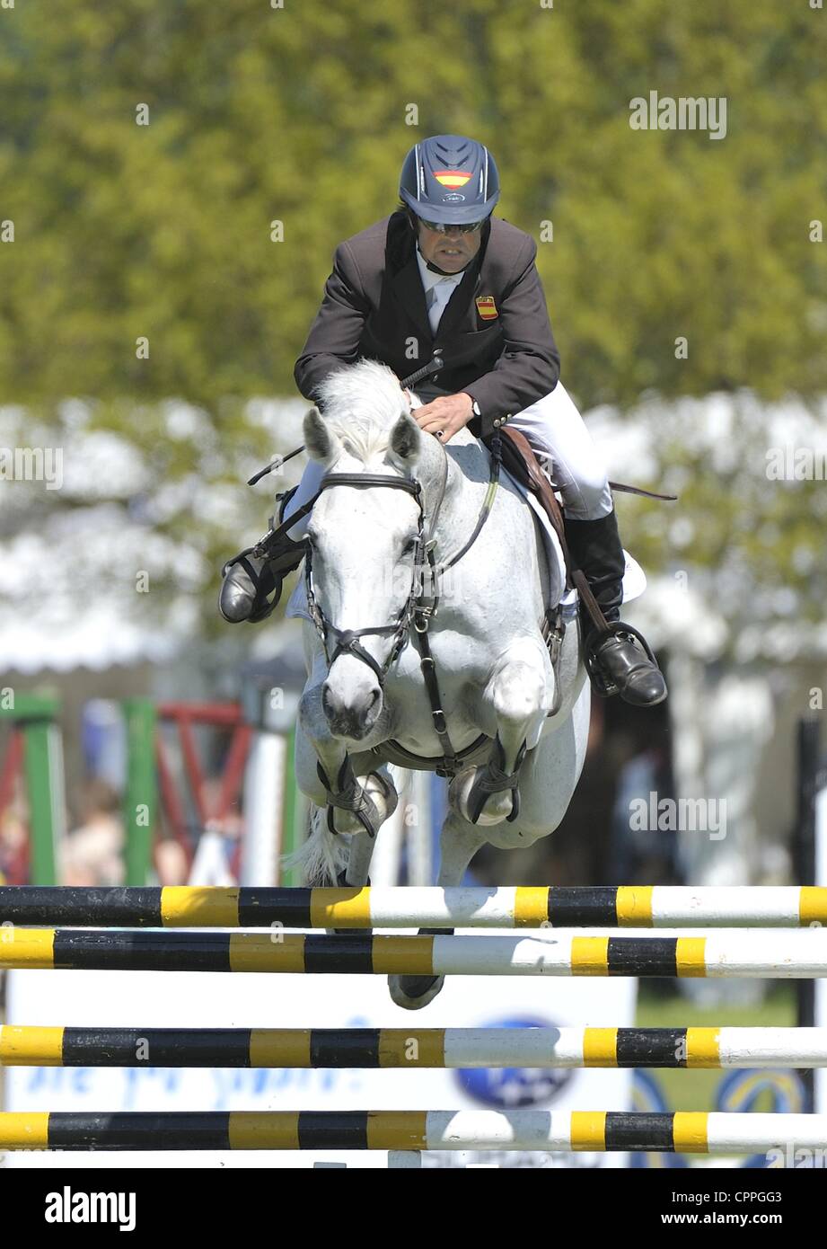 25.05.2012 Houghton Hall, England.  Via-Dufresne Mestres (ESP) and QUICA DEL MASET in action during the Show Jumping Phase of the FEI Nations Cup at the Subaru Houghton International Horse Trials. Stock Photo