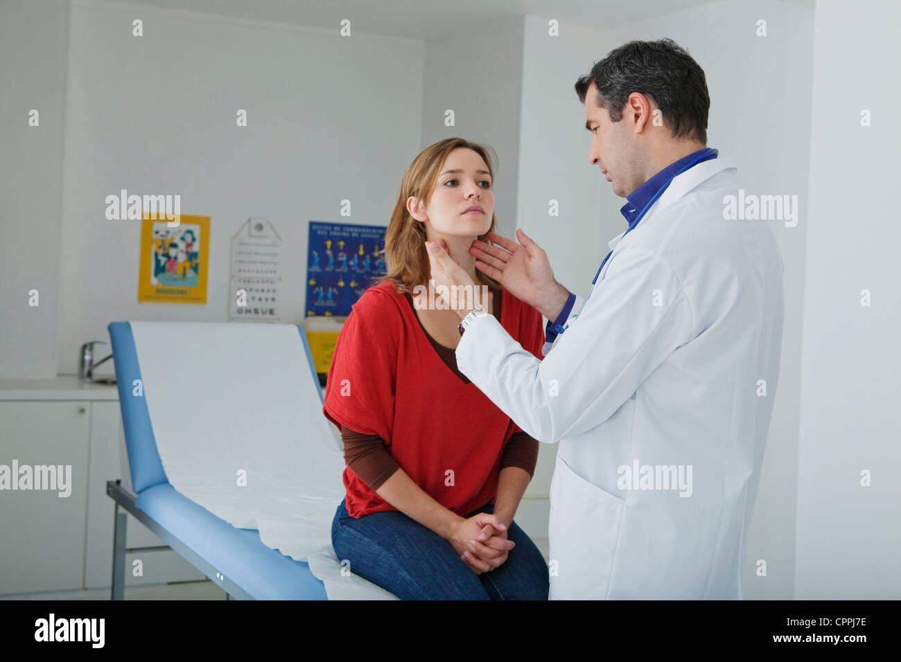 Woman Palpating Lymph Node Stock Photo Alamy