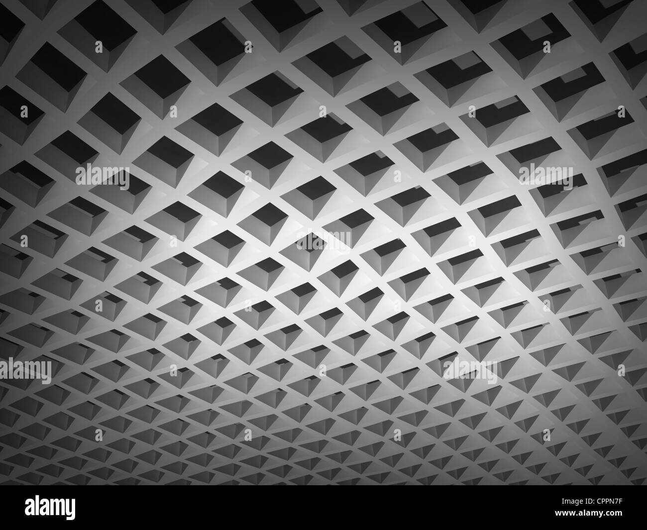 3d abstract architecture background. White square cellular bent lattice Stock Photo