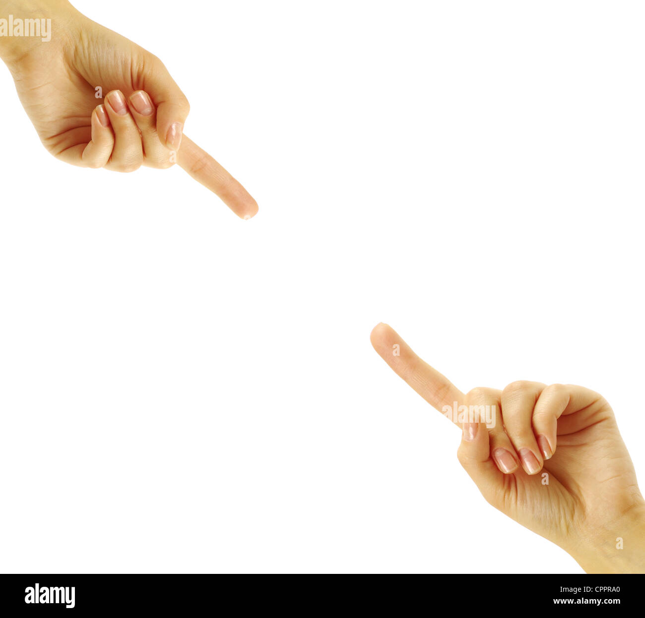 Two hands isolated on a white background Stock Photo - Alamy