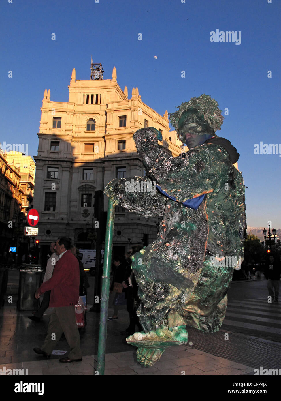 Spain Andalusia Granada street artist Human statue Stock Photo