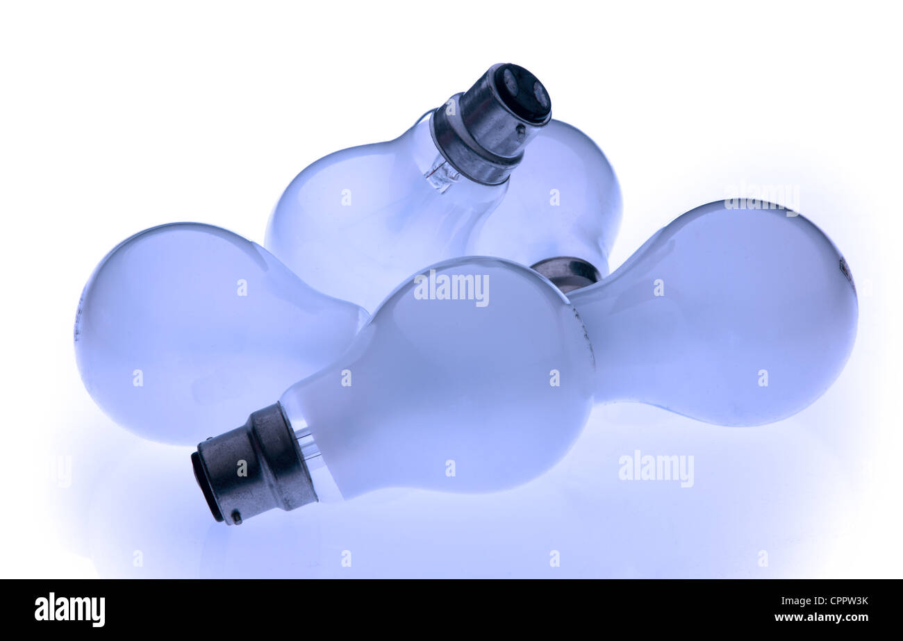 A cluster of tungsten light bulbs. Stock Photo