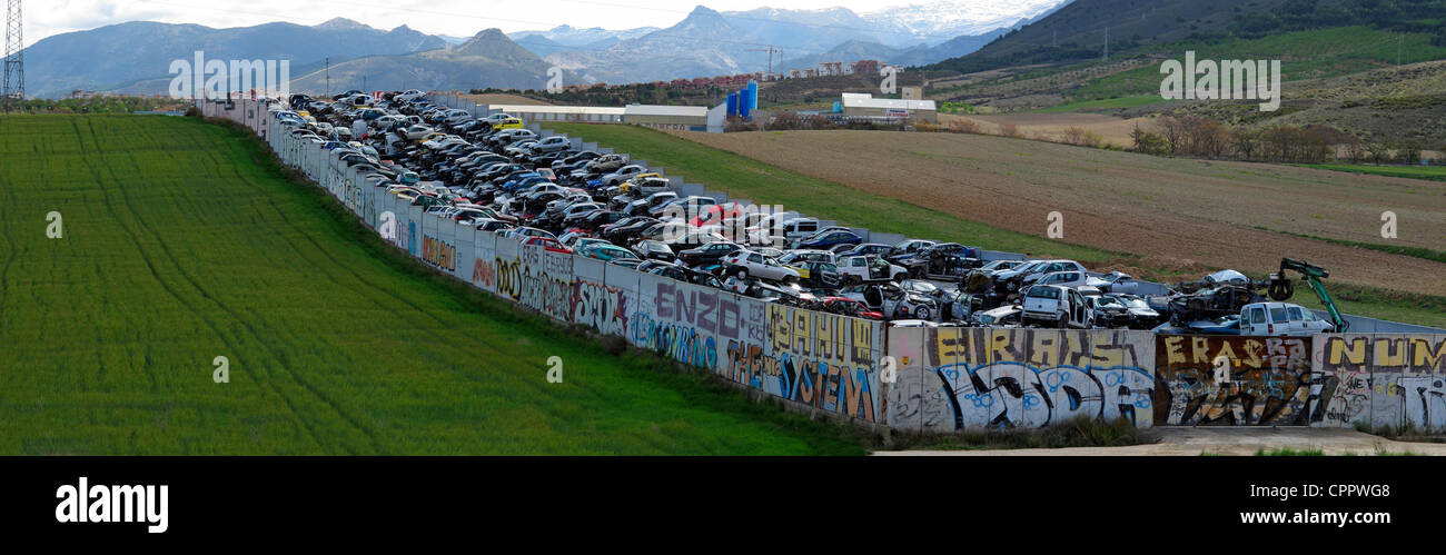 Spain Andalusia car wrecking scrap yard Stock Photo